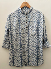 Indigo Shibori: Jaipuri Hand-Dyed Cotton Kurta