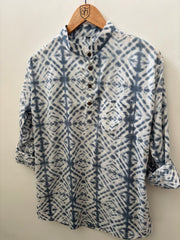 Indigo Shibori: Jaipuri Hand-Dyed Cotton Kurta