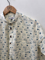 Elegant Elephant Print Cotton Short Kurta