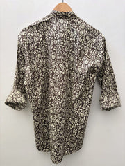 Hand Printed Midnight Brown Short Kurta with Kalamkari Floral Pattern