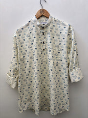 Elegant Elephant Print Cotton Short Kurta