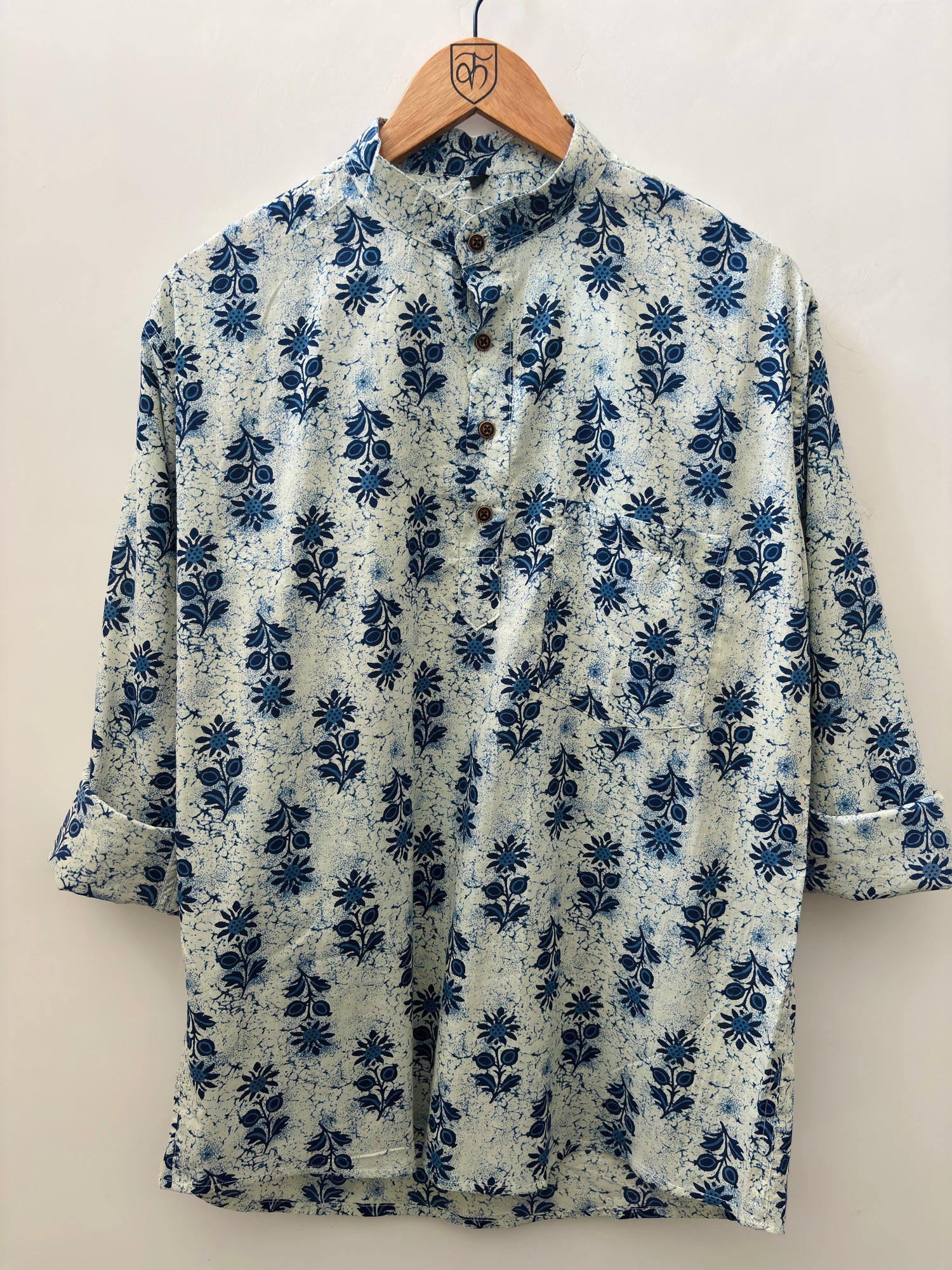 Monsoon Bloom: Indigo Floral Block-Print Kurta